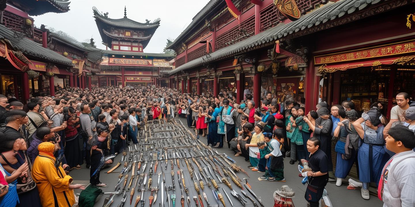 狮子楼宋街开市,非遗工匠复刻《水浒传》兵器引热潮